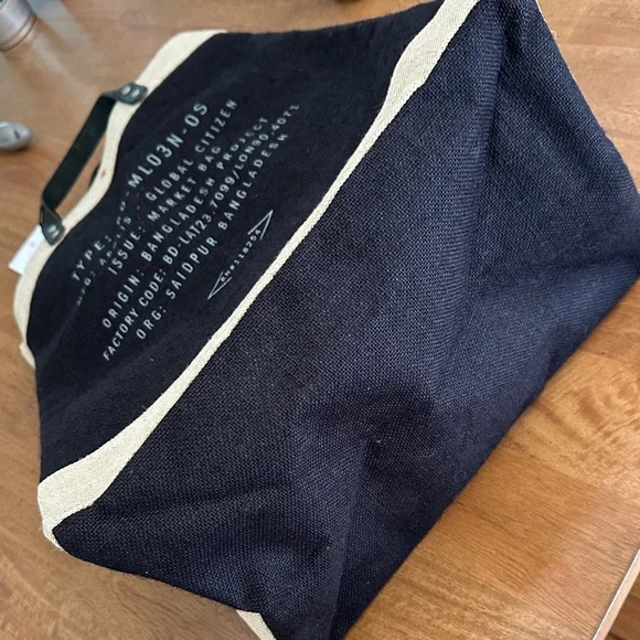 NWT Apolis + Little Bipsy Black Canvas Market Bag - Picture 7 of 11